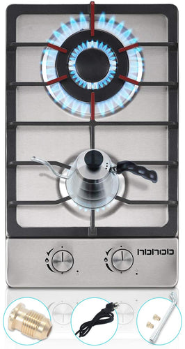 HBHOB HBS2304 12 Inches Gas Stove 2 Burners Stainless Steel Surface