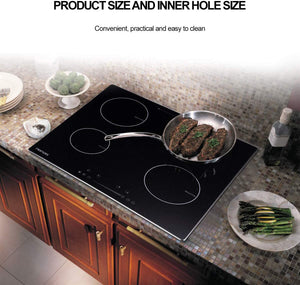 HBHOB FIC403 24 Inches  Induction Cooktop 4 Burners Glass Surface